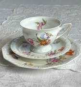 Trio Antyk lata 1930-te Rosenthal Maria Sommerstrauss kwiaty filiżanka