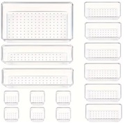 Zestaw organizerów do szuflad 4 rozmiary przezroczyste 14 elementów