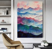 duży obraz olejny mistyczne góry lato Bieszczady