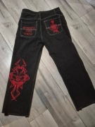 Czarne modne spodnie Gotyckie Rap Rock Y2K modne M