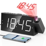 Cyfrowy Budzik Duży Wyświetlacz LED Podwójny Alarm Ładowarka USB projekcja