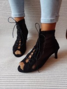 (42/43) Ażurowe Sandałki wieczorowe z Londynu, Botki czółenka, NOWE 