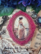 Stylowy medalion z damą Prowansja vintage decoupage kwiaty shabby chic