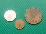 IRLANDIA - Zestaw 3 monet każda inna 1 6 1/2 Pence Penny 1971 1968 1969 M35