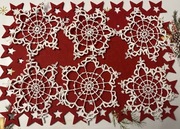 Dekoracje choinkowe 6 sztuk średnica ok 10cm Ręcznie robione na szydełku 