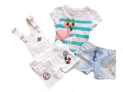 H&M szorty ogrodniczki+szorty jeans+bluzka.104