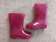 Różowe błyszczące brokatowe buty kalosze Primark 24