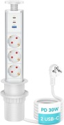 Airmom Potrójne wpuszczane gniazdko do blatu z PD 30 W USB-C i USB-A