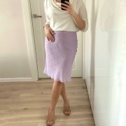 Spódnica midi liliowa M w gwiazdki srebrne luźna damska na gumce