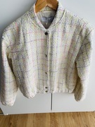 Tweedowa kurtka wiosenna jesienna bomber bomberka S z wełną