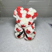 Miś z Róż Piankowych 25cm Biało-Czerwony - prezent na urodziny, rocznicę 