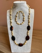 Biżuteria. Kamienie agatu. Naszyjnik i bransoletka - 66cm - rękodzieło
