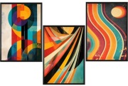 Zestaw 3 plakatów 30x40cm-Vintage ,wzory,kolorowe,geometryczne