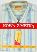 Koszula męska błękitna w paski na długi rękaw kołnierzyk 41/42