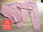 Komplet dresowy H&M wafelkowy 110 róż dres bluza spodnie