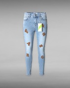 Spodnie jeansowe M.Sara, push up, litery z dżetami, L