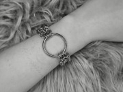 Bransoletka chainmaille z dużym ringiem stal chirurgiczna, gothic punk