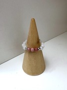 Pierścionek handmade z kamieniem księżycowym i awenturynem różowym