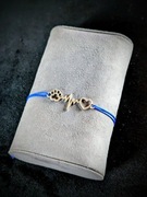 SREBRNA BRANSOLETKA SZNURKOWA Serce Łapka Linia Życia