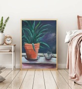 Aloes rośliny obraz malarski wystrój 70x50cm kwiaty