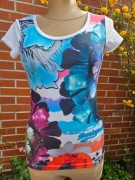 Desigual bluzka koszulka top kwiaty T-shirt r M