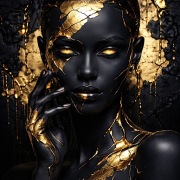 Obraz na ściane - Czarno-złoty portret w stylu kintsugi 