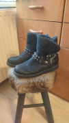 Botki ocieplane z ćwiekami rock Gothic zamsz roz 40 