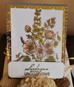 Kartka urodzinowa z kwiatami. Ręcznie robiona.