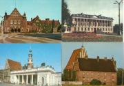 Poznań - Pocztówki 4 szt.- Kościół, Uniwersytet, Muzeum, Biblioteka