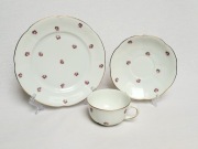 Filiżanka trio porcelanowe – różyczki, złocenie, klasyczna forma vintage