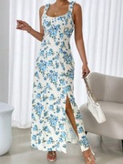 SUKIENKA BIAŁA W NIEBIESKIE KWIATY