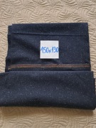 Vintage kupon materiał PRL tkanina elana bawelna granatowa  elanobawełna 