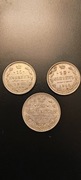 Zestaw 3 monet 15 i 20 kopiejek 1913 oraz 15 kopiejek 1915