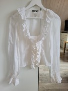 Patrizia Pepe biała koszula 34 XS falbany haft