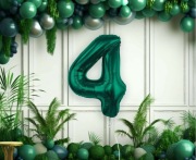 Balon foliowy Cyfra ''4", zieleń butelkowa, 85 cm.
