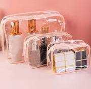 Kosmetyczka 3 elementy kosmetyczki 3w1 wodoodporna damska kolor różowy