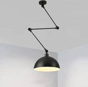 Lampa wisząca vintage czarna E27  regulowana wysokość   metalowy klosz