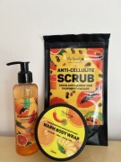 Zestaw antycellulitowy | Scrub + Olejek + Maska | Papaja, Grejpfrut, Imbir