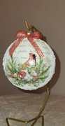 Bombka świąteczna, medalion, decoupage