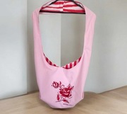 Duża torba - worek z haftem, podszewką i kieszeniami