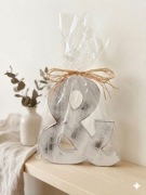 Drewniana biała litera & duża dekoracja na komodę półkę 25 cm