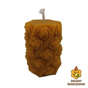 Świeca z naturalnego wosku pszczelego Różana Spirala Zielony Świecownik