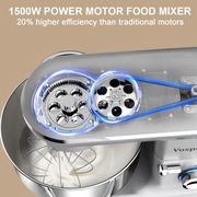 Mikser Stojący Vospeed 6,2L 1500W z Akcesoriami, Srebrny, Do Zmywarki