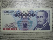 BANKNOT RP 100000 ZŁOTYCH 1993 ROK SERIA AE MONIUSZKO UNC