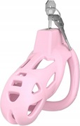 RÓŻÓWY PAS CNOTY CHASTITY COCK CAGE 3 PIERŚCIENIE