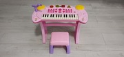 PIANINO KEYBOARD DZIECIĘCY KRZESEŁKO RÓŻOWE STOJĄCE