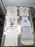 Zestaw 6 szt. Koszulek Dziewczęcych Markowych Rozmiar 98-104