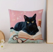 Nowoczesna poszewka na poduszkę czarny kot 45x45, 50x50, 50x30cm