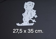 Dziewczynka na nartach dekoracja zima okna przedszkole