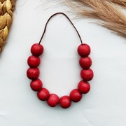 Korale drewniane czerwone różowe ludowe góralskie 